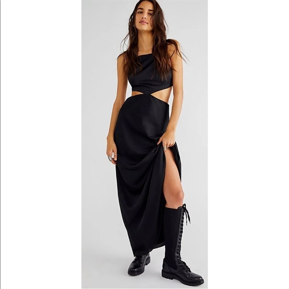 NWT Free People X Fame and Partners Black Liv Maxi Dress Size 0
